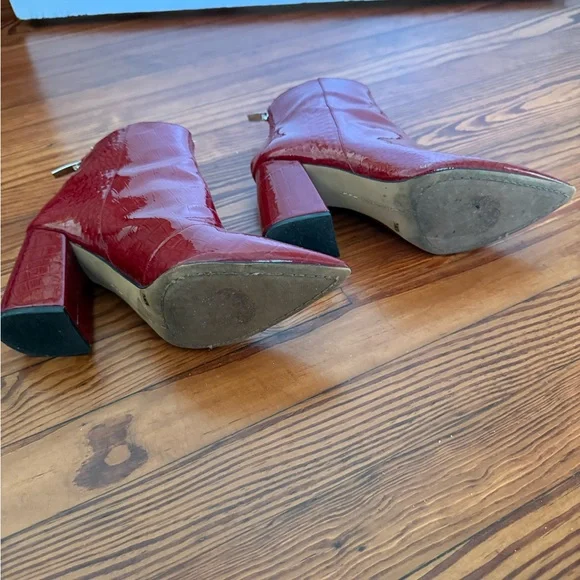 Vince Camuto Glossy Red Ankle Boots - Picture 4 of 5